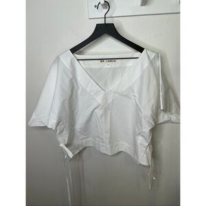 Mr. Larkin Cotton Tie Side Top | White in Large